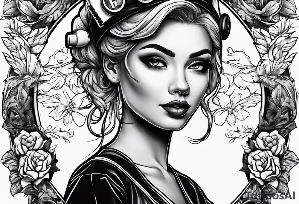 Nurse wearing PPE tattoo idea