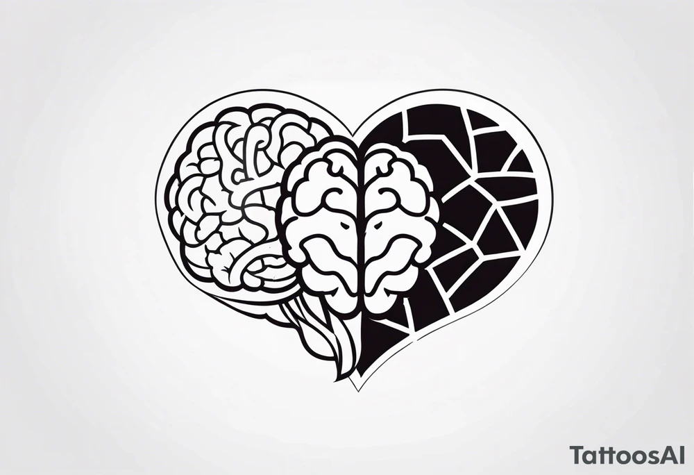 Picture of a heart and brain to represent oneself tattoo idea