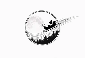 Santa flying across the moon with his sleigh tattoo idea