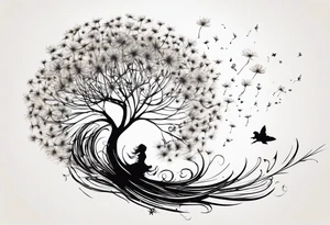 Blowing dandelion flying away tattoo idea