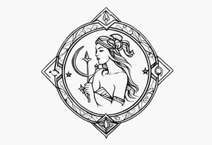 chain of zodiac symbols of sagitarius, aquarius tattoo idea