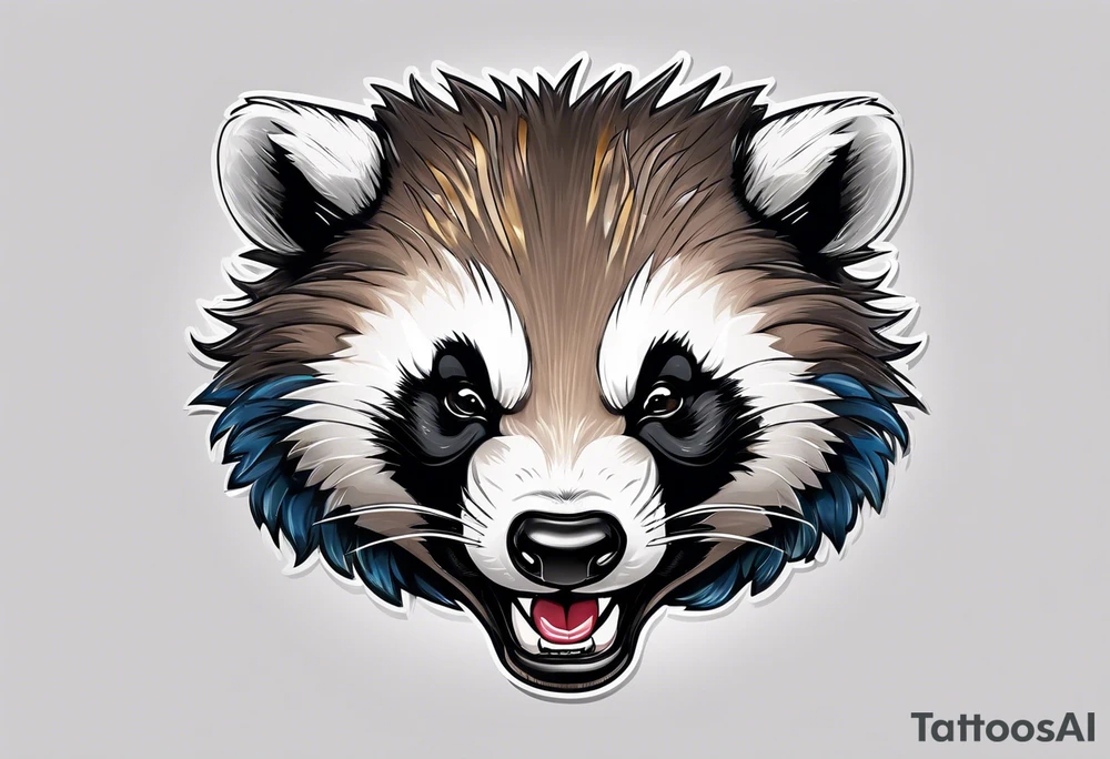 aggressive and killer face badger/wolverine with cute smile tattoo idea