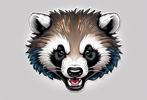 aggressive and killer face badger/wolverine with cute smile tattoo idea