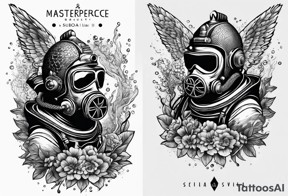 Hebrew scuba diver tattoo idea