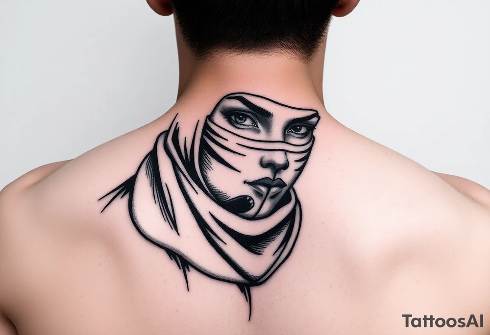 girl in a balaclava tattoo idea