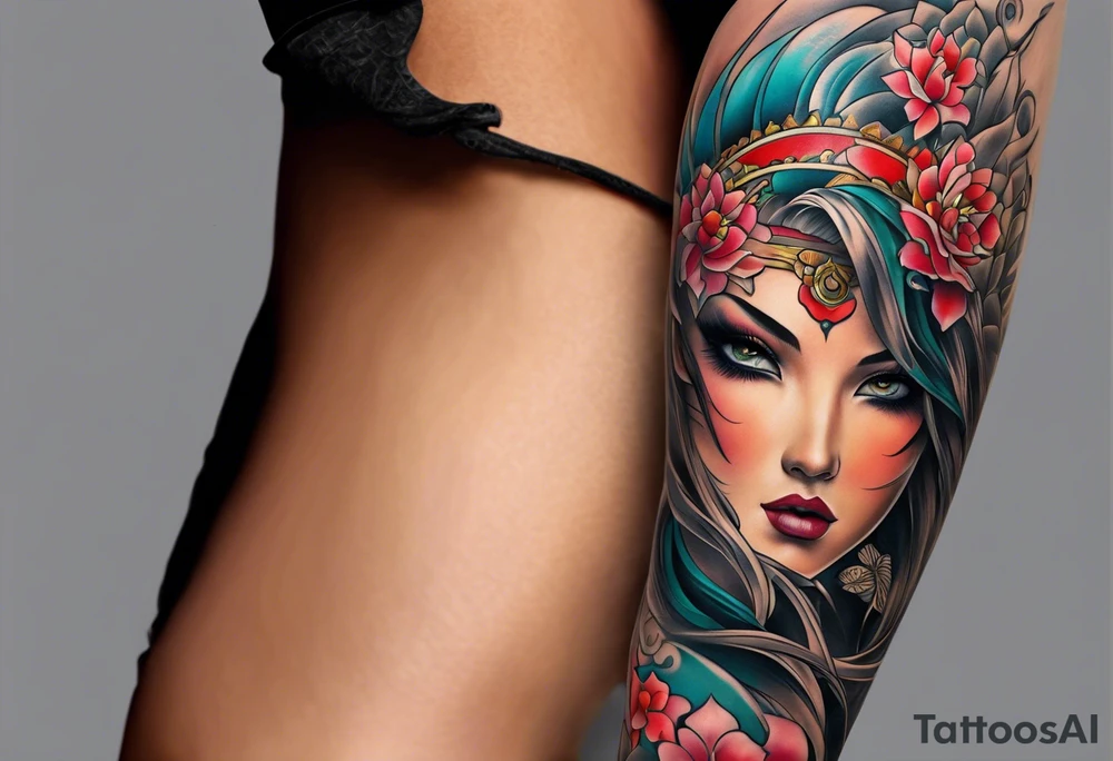 Leg sleeve tattoo idea