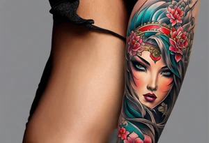 Leg sleeve tattoo idea