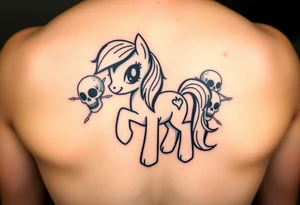 Demonic my little pony with skulls tattoo idea