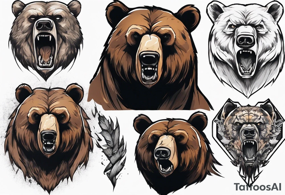 Serious bear coming up behind a city tattoo idea