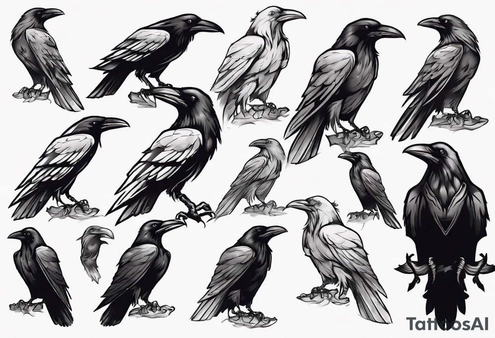 black raven facing me tattoo idea
