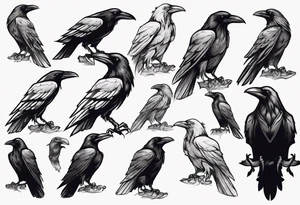 black raven facing me tattoo idea