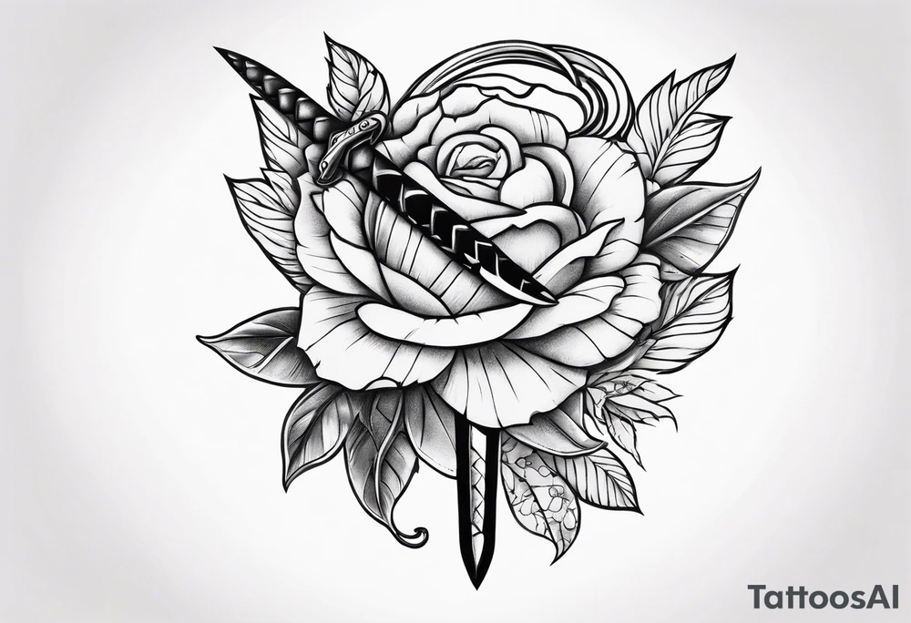 Simple 
Dagger with snake and floral wrapped around tattoo idea