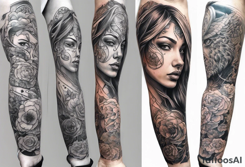 tattoo that fills entire length from shoulder to fingers that symbolizes pain tattoo idea