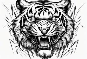 A tiger surrounded by lightning for a forearm sleeve. Also leaving room for a symbol to be below the tiger tattoo idea