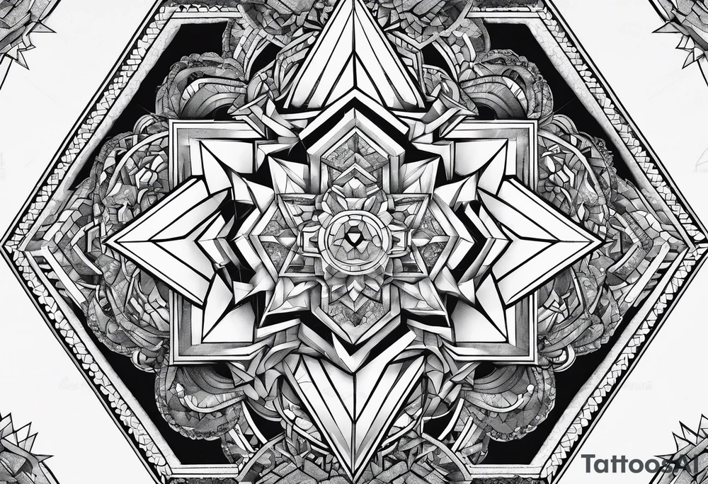 Hexagon linked ice crystal cloud tattoo idea