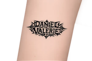 Daniel Valerie written with kpop demon hunters patterns, have it evoke the styling of korean writing and incorporate golden joinery tattoo idea
