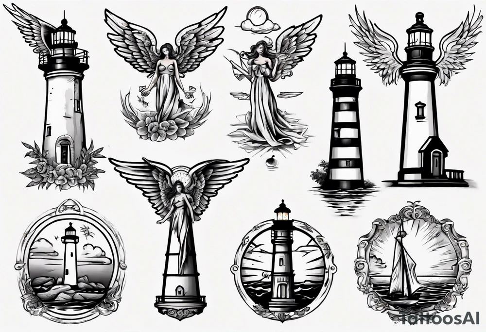 Angel tattoo lighthouse tattoo idea