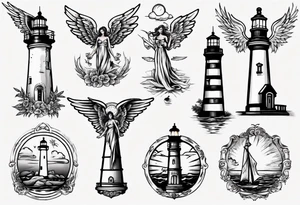 Angel tattoo lighthouse tattoo idea