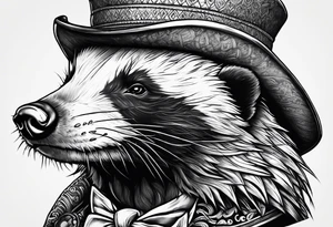 Honey badger wearing Irish hat tattoo idea