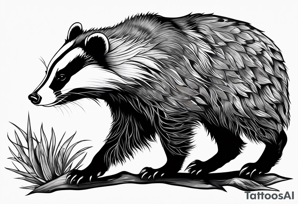 Feral badger tattoo idea