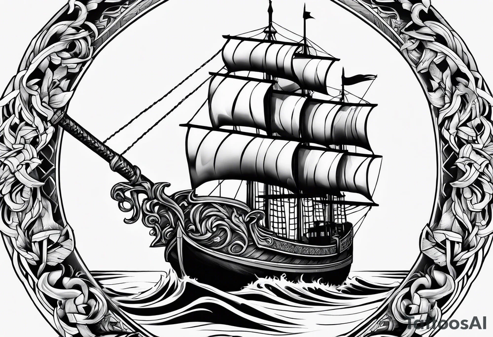 Valhalla sword ship tattoo idea