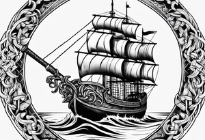 Valhalla sword ship tattoo idea