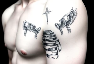 Pathway to heaven with angels tattoo idea