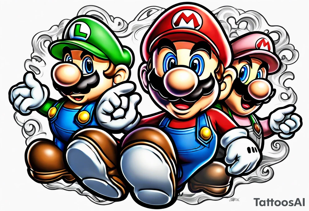 Mario Luigi ghosts and goombas tattoo idea