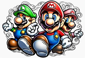 Mario Luigi ghosts and goombas tattoo idea