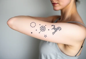 Stars constellation tattoo with libra, cancer, Taurus, 2 scorpio and capricorn tattoo idea