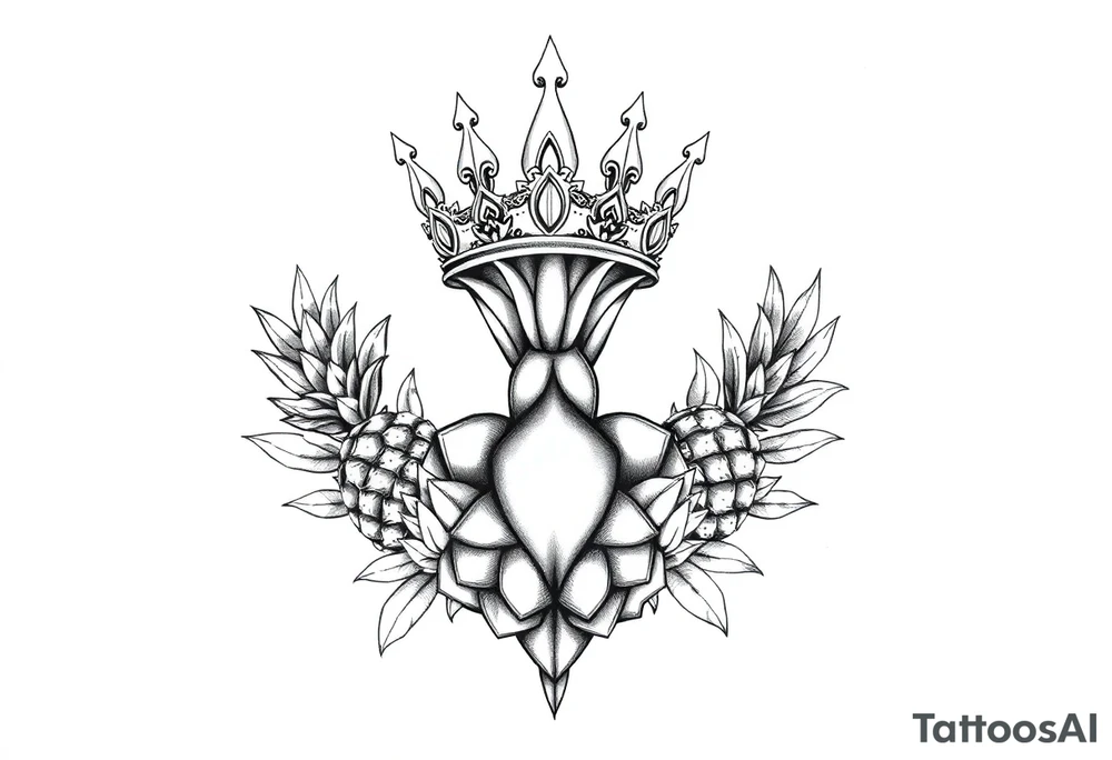 Majestic crown ,pineapple vagina and anus tattoo idea
