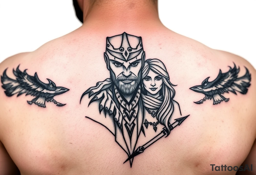 family tattoo for wife and kids, protector, brave, warrior tattoo idea