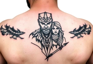 family tattoo for wife and kids, protector, brave, warrior tattoo idea