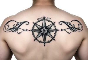 “family first”, mortality, nautical star, mental health healing, cancer astrological sign tattoo idea