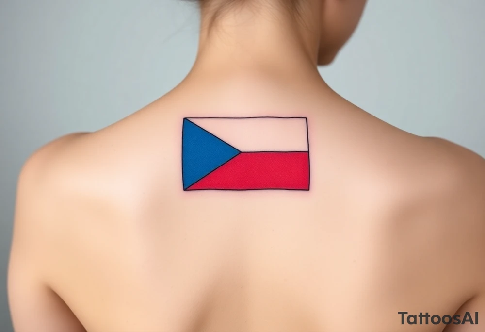 A minimalist Czech flag outline, with the blue triangle subtly blending into the red and white stripes tattoo idea