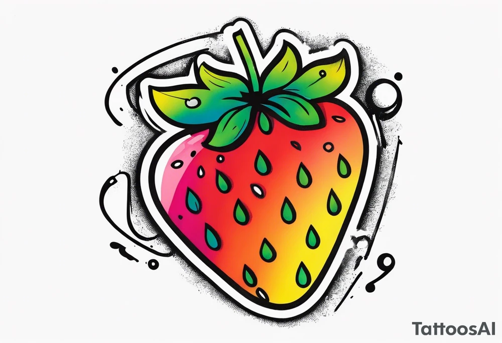 Graffiti Rainbow Strawberry tattoo idea