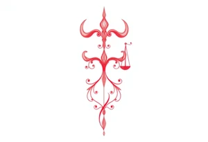 Tattoo that combines the star sign Taurus and Libra ,in red , down the spine tattoo idea