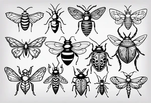 Variety of Bugs flash sheet tattoos tattoo idea