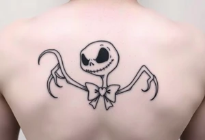 Female oogie woogie from nightmare before Christmas with a bow simple linework only tattoo idea