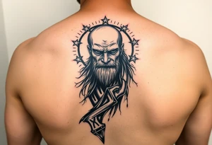 powerful black long man with stars around
For forearm tattoo idea