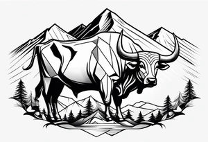 mountain, cycle, bull tattoo idea