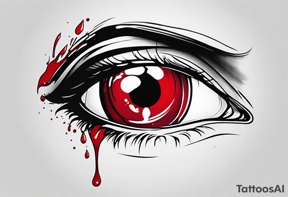 Bleeding tear flows to down from eye sleeve tattoo design tattoo idea