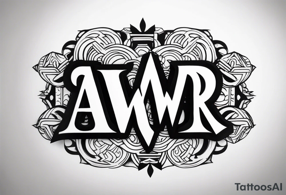 the letters A W R in the middle of a ninja headband tattoo idea