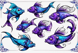 blue and purple Arabian dancing fish tattoo idea