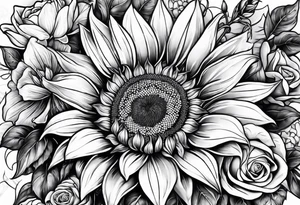 Sunflower, Rose and Lily tattoo idea