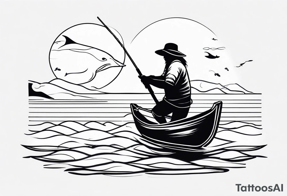 Native fisherman in water tattoo idea