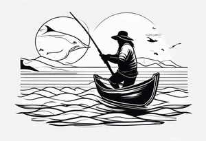 Native fisherman in water tattoo idea