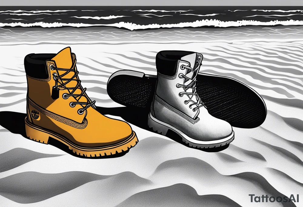 Keep it simple. A pair of Timberlands next to a pair of flip flops on the Beach. tattoo idea