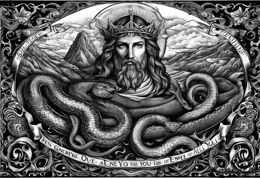 Bible verse: "Jesus replied "Behold, I give unto you power to tread on serpents and scorpions, and over all the power of the enemy: and nothing shall by any means hurt you"" tattoo idea