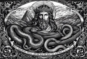 Bible verse: "Jesus replied "Behold, I give unto you power to tread on serpents and scorpions, and over all the power of the enemy: and nothing shall by any means hurt you"" tattoo idea